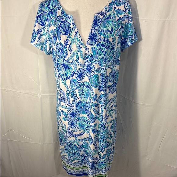 Lilly Pulitzer Blue and White Floral Dress Size Large - Picture 1 of 8